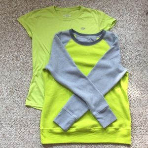 bright yellow Shirt and  Sweatshirt.