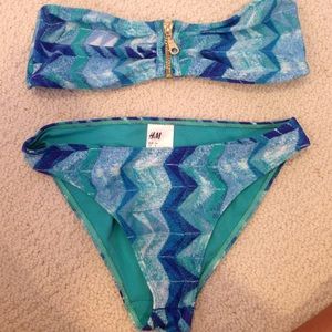 H&M Zipper Blue Swimsuit