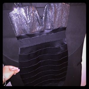 Silver sequin little black dress