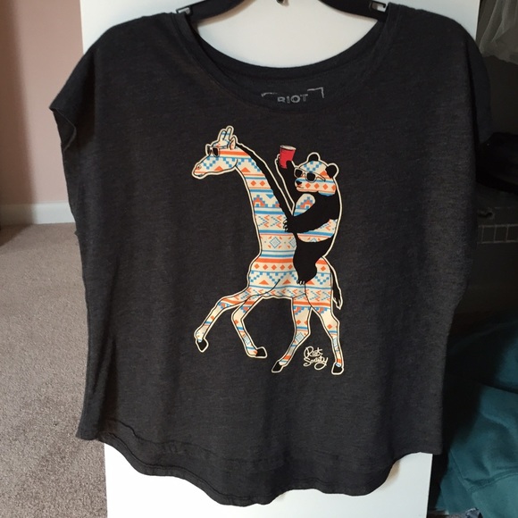 Dark grey top with graphic