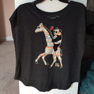 Dark grey top with graphic