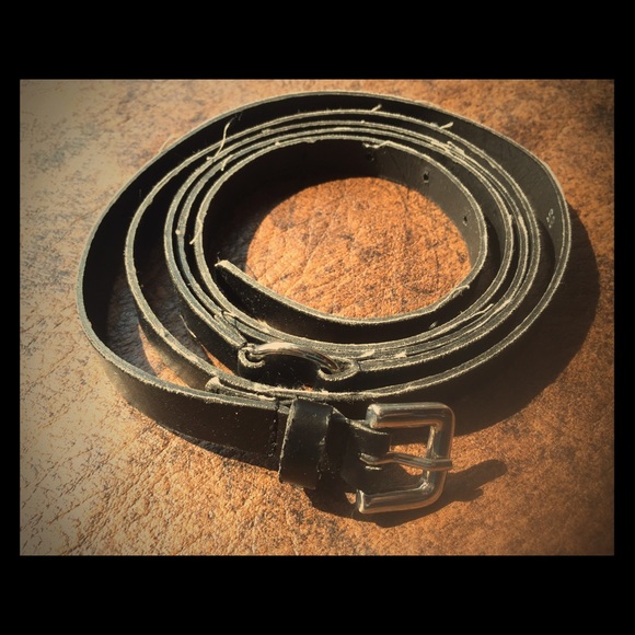 Fascinating 85" Black Leather Double-Belt