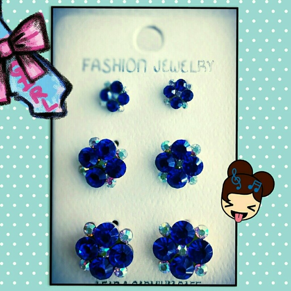 Royal Blue Beaded earings - Picture 1 of 2