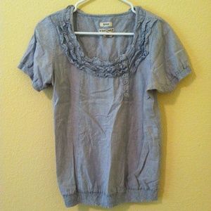 Blue and white striped blouse