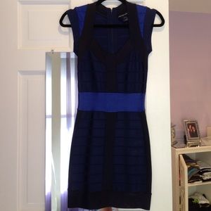 French Connection Blue 3-tone Bandage Dress