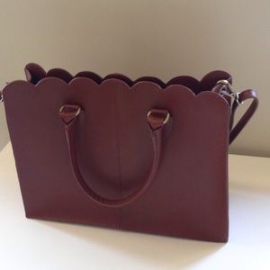 ASOS. Scalloped brown leather handbag