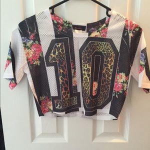 Leopard jersey crop top