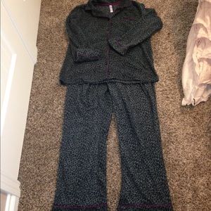 Plush leopard print pajamas