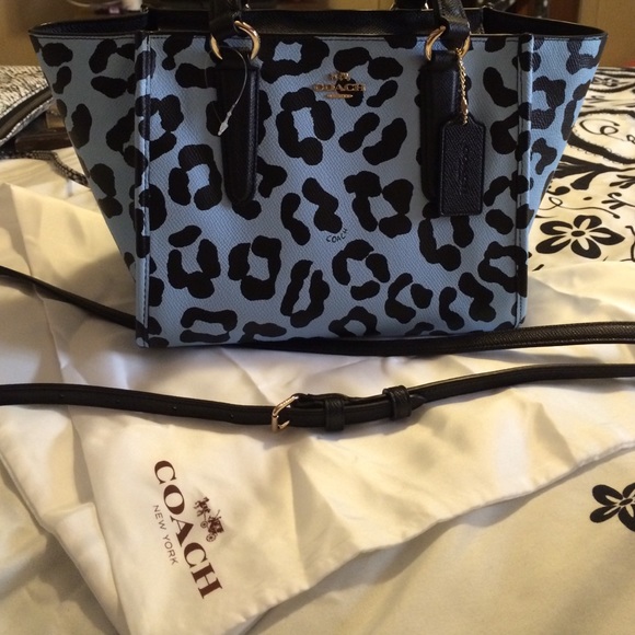 Leopard Pale Blue Coach Oclt Mini Crossbody - Picture 2 of 3