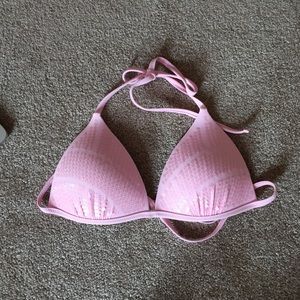 Padded light pink triangle bikini top