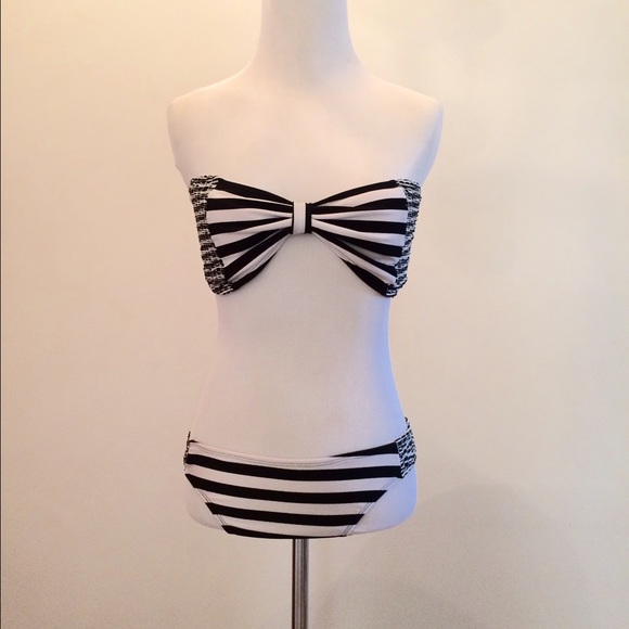 69 off Other SOLD Black and White Striped Bikini from April's closet