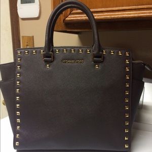 Michael Kors Studded Selma Handbag Coffee