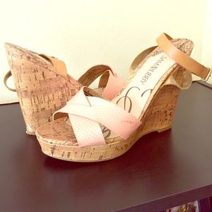 Coral Wedges with Ankle Strap
