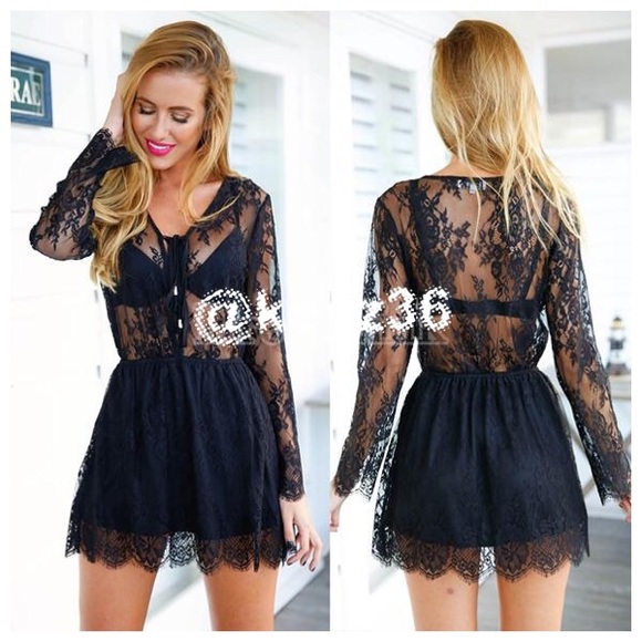 Elegance Black Lace Mini Dress 👠 - Picture 4 of 4