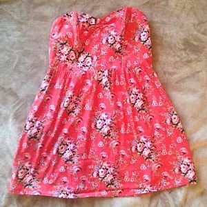 Floral strapless sundress & High Waisted Shorts