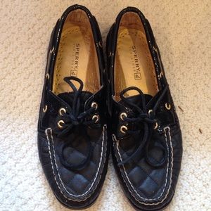 Black Perforated Leather Sperry's