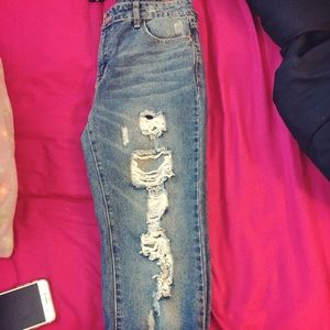 Forever 21 Boho boyfriend ripped jeans