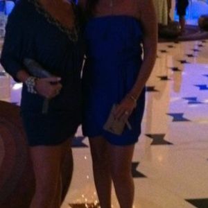 Electric blue silk strapless dress = size small