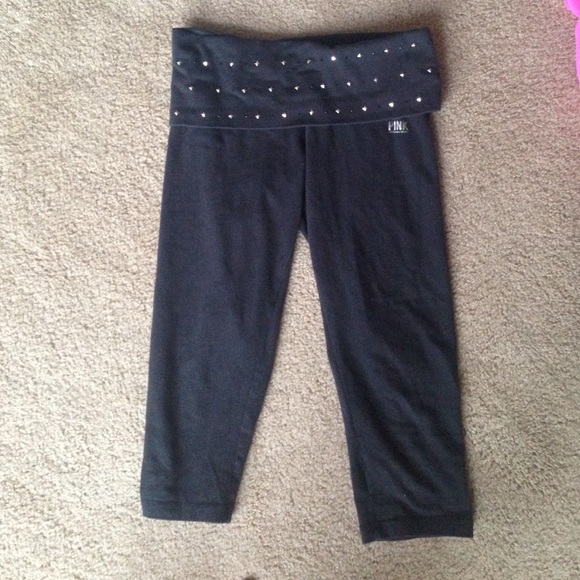 PINK Victoria's Secret Pants - VS pink studded cropped yogas PINK Victoria's Secret Pants - VS pink studded cropped yogas