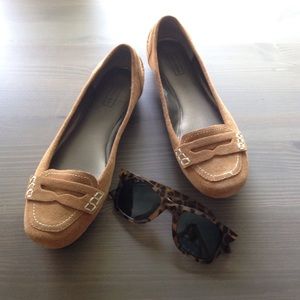 Suede tan work casual flats