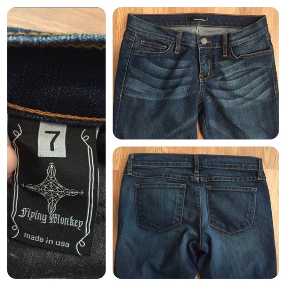 🚫Sold🚫Flying Monkey flair leg jeans sz 7. Dark - Picture 3 of 3