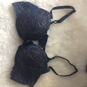 aerie Limited Edition navy bra with gold lace