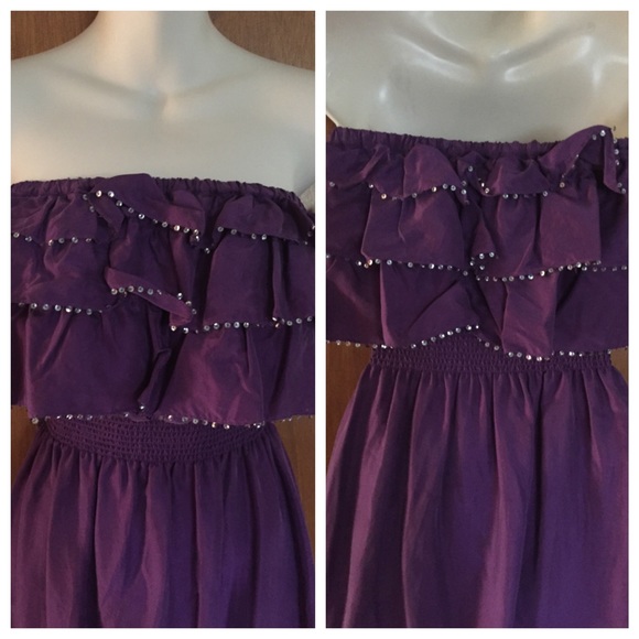 Rebecca Taylor beaded purple silk tiered dress - Picture 3 of 3
