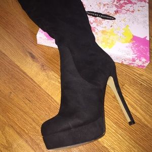 Chinese Laundry Black Suede Over the Knee Boots