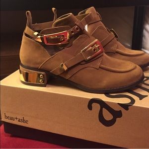 Brown & gold booties