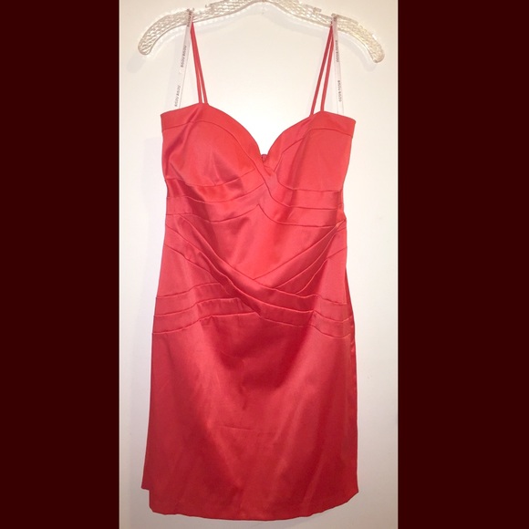 BISOU BISOU CORAL SPAGHETTI STRAP COCKTAIL DRESS