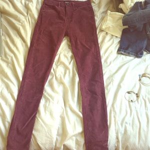 high rise twig maroon corduroy bdg jeans