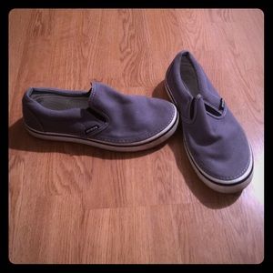 Gray croc slip on shoes