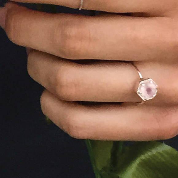 6MM PINK CHALCEDONY HEX RING - Picture 3 of 3