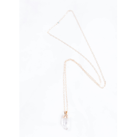CRYSTAL CLEAR RAW QUARTZ POINT NECKLACE - Picture 2 of 3