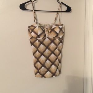 🔥NWT brown an tan top with bralette and 3 buttons