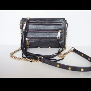 Rebecca Minkoff Mini 5-Zip in Black Metallic