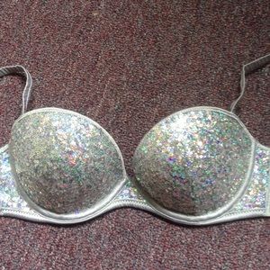 Sequin silver extra push up bra