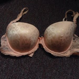 Light pink and gold cheetah print push up bra
