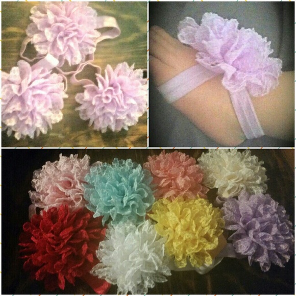 Toddler barefoot sandals and headband diff colors