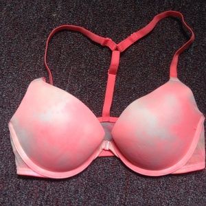 Coral tie dye bra