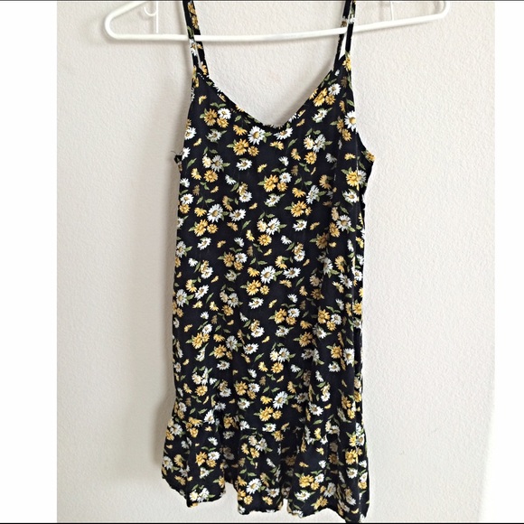 Black sunflower print dress