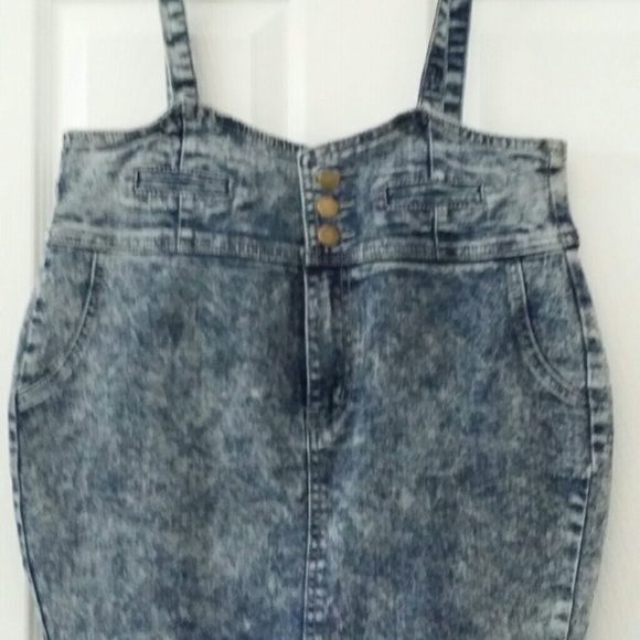 Denim overall skirt