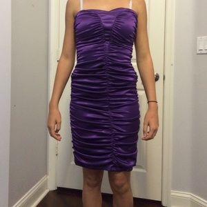 Strapless purple dress