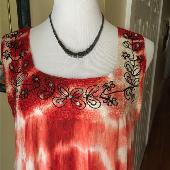 💞HP💞 Boho Chic Red Tie Dye Maxi Dress - Picture 4 of 4