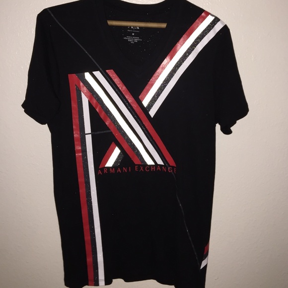 Men V-Shirt black fashion Armani exchange
