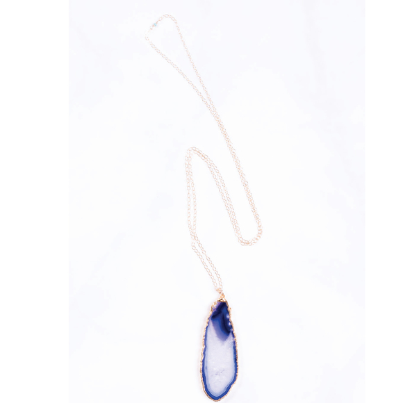 PURPLE AGATE SLICED PENDANT NECKLACE - Picture 3 of 3