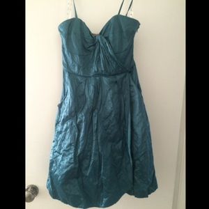 Tracy Reese Teal semi wrinkle cocktail dress sz 2
