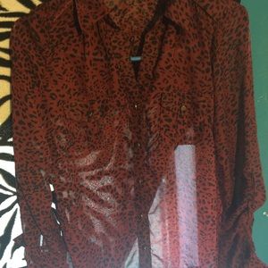 A cheeta burgundy top
