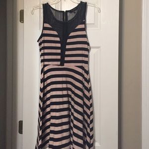 Nude and black see through flare dress