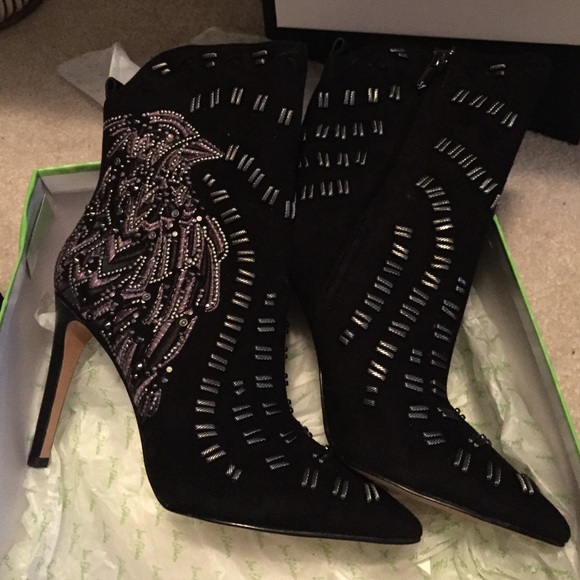 Sam Edelman Melina Black Suede Embellished boot